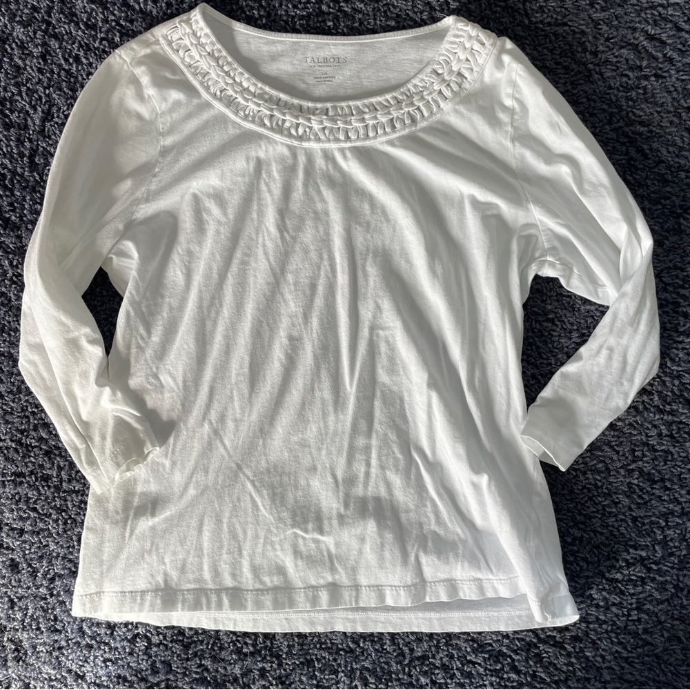 đ
șTALBOTS White Basketweave Shirt size Petite Large - Picture 4 of 4